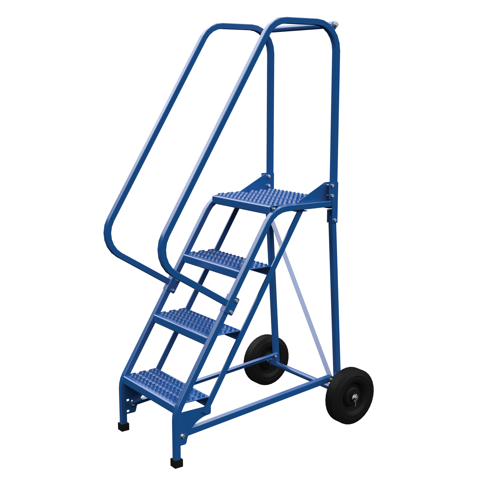 Vestil 4-Step Grip Strut Folding Ladder - 70in. Height, Steel, Blue, Model# LAD-RAF-4-G